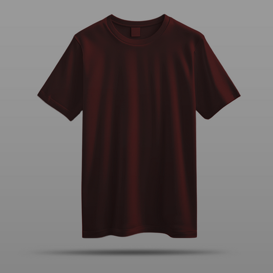 BIG BEAST BASICS: Maroon Regular-Fit Gym T-shirt For Men