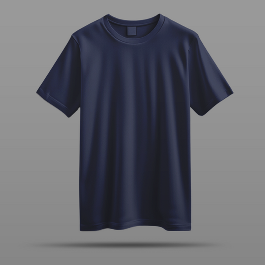 BIG BEAST BASICS: Navy Blue Regular-Fit Gym T-shirt For Men